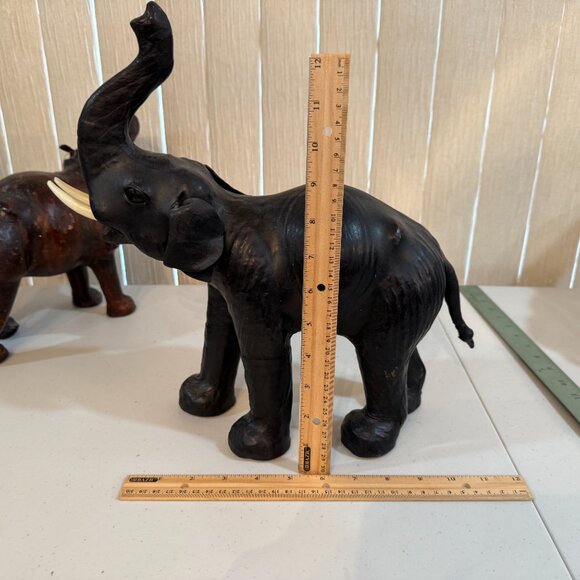 Vintage Leather  Elephant Giraffe Hippo and  Zebra Statues Figurines Lot Of 4 - Picture 5 of 16